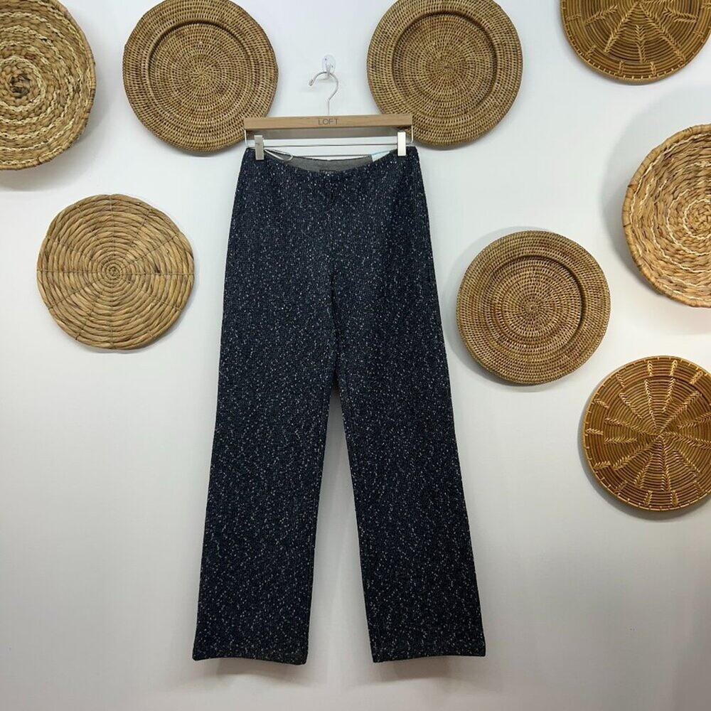 NEW J. Mclaughlin Blue Knit Straight Leg Trouser Carter Sequin Dress Pants 2